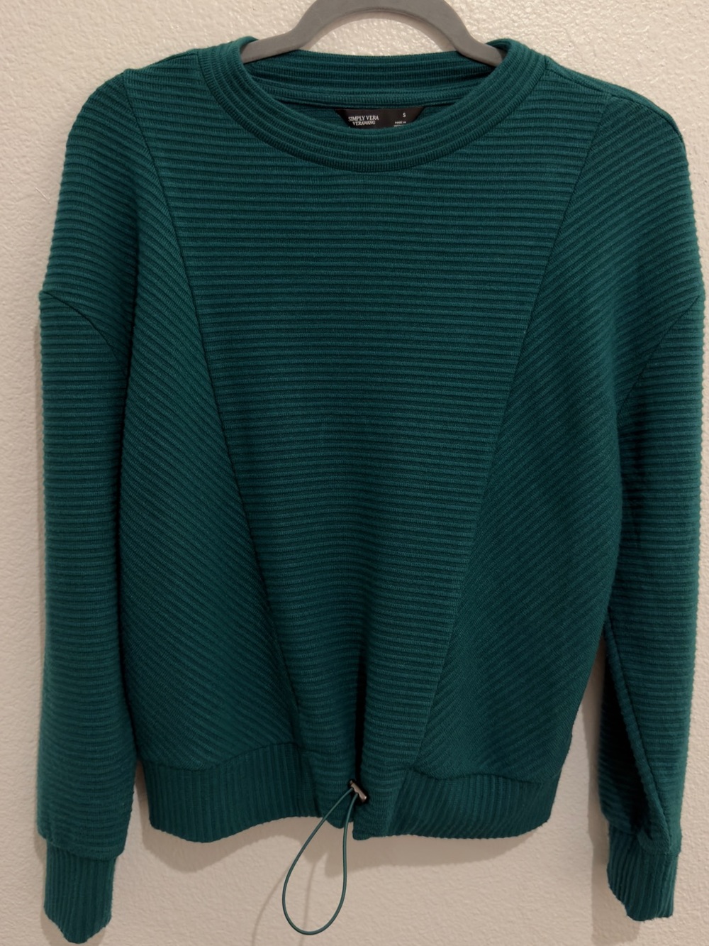 Simply Vera Vera Wang Teal Ribbed Crewneck Sweater